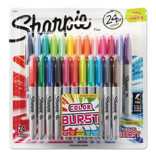 Fine Tip Permanent Marker, Fine Bullet Tip, Assorted Limited Edition Color Burst and Classic Colors, 24/Pack. Picture 2