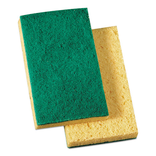 Scrubbing Sponge, Medium Duty, 3 3/5 x 6 1/10, Yellow/Green, 20/Carton. Picture 3