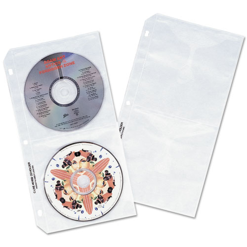 Deluxe CD Ring Binder Storage Pages, Standard, 4 Disc Capacity, Clear/White, 10/Pack. Picture 1
