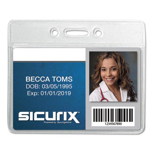 SICURIX Badge Holder, Horizontal, 2.13 x 3.38, Clear, 12/Pack. The main picture.