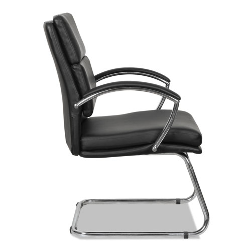 Alera Neratoli Slim Profile Guest Chair, Faux Leather, 23.81" x 27.16" x 36.61", Black Seat/Back, Chrome Base. Picture 3