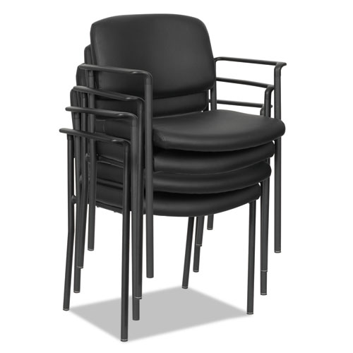Alera Sorrento Series Ultra-Cushioned Stacking Guest Chair, Supports Up to 275 lb, Black, 2/Carton. Picture 6