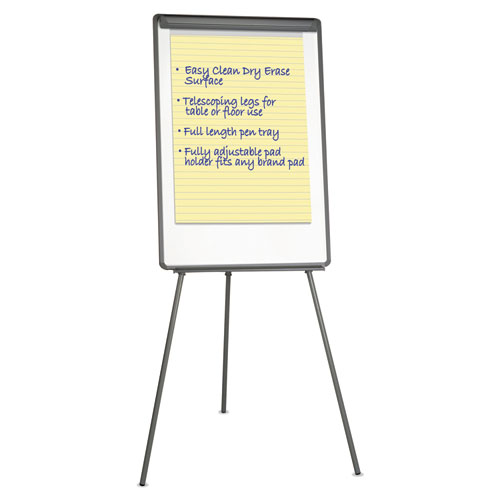 Dry Erase Board with Tripod Easel, 29 x 41, White Surface, Black Frame. Picture 1