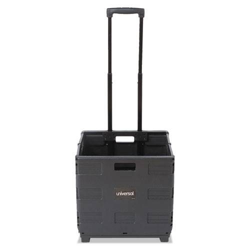 Collapsible Mobile Storage Crate, Plastic, 18.25 x 15 x 18.25 to 39.37, Black. Picture 3