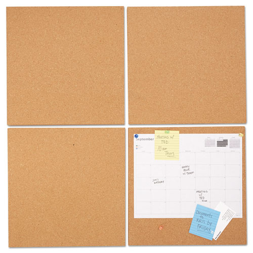 Cork Tile Panels, Brown, 12 x 12, 4/Pack. Picture 1