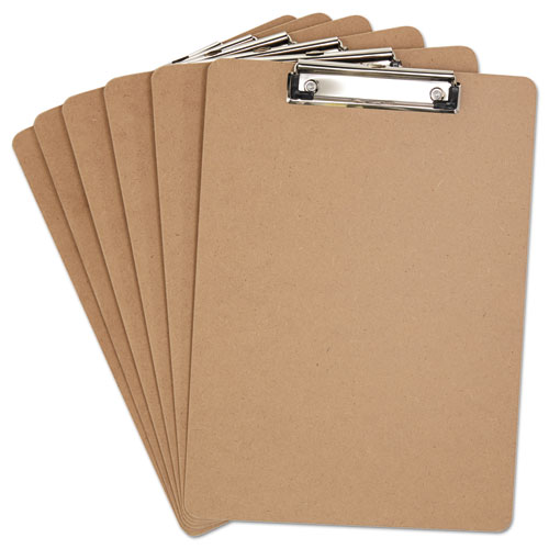 Hardboard Clipboard with Low-Profile Clip, 0.5" Clip Capacity, Holds 8.5 x 11 Sheets, Brown, 6/Pack. Picture 4