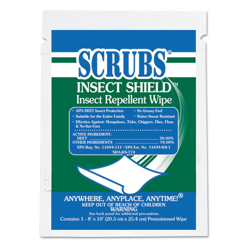 Insect Shield Insect Repellent Wipes, 8 x 10, Floral, 100/Carton. The main picture.