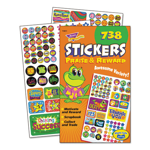 Sticker Assortment Pack, Frogs, Starts, Thank You!, Assorted Colors, 738/Pad. Picture 1