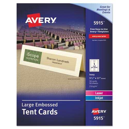 Large Embossed Tent Card, Ivory, 3.5 x 11, 1 Card/Sheet, 50 Sheets/Pack. Picture 1