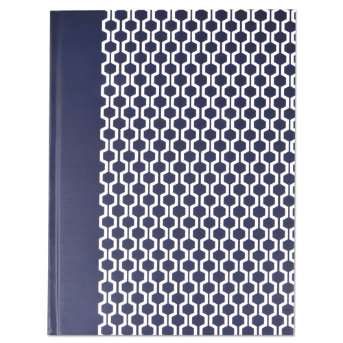 Casebound Hardcover Notebook, 1-Subject, Wide/Legal Rule, Dark Blue/White Cover, (150) 10.25 x 7.63 Sheets. Picture 1