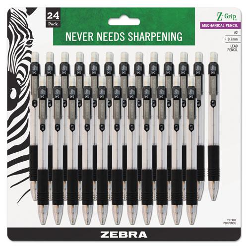 Z-Grip Mechanical Pencil, 0.7 mm, HB (#2), Black Lead, Clear/Black Barrel, 24/Pack. Picture 2