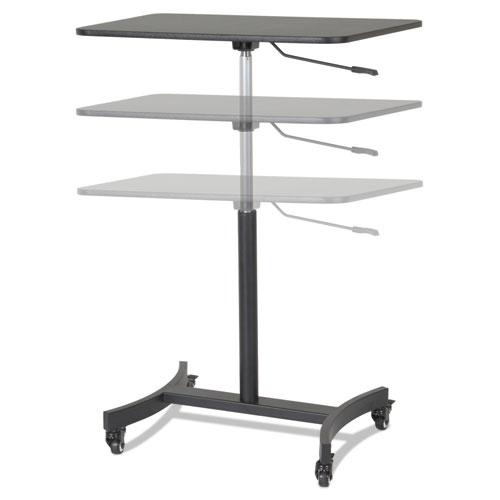 DC500 High Rise Collection Mobile Adjustable Standing Desk, 30.75" x 22" x 29" to 44", Black. Picture 1