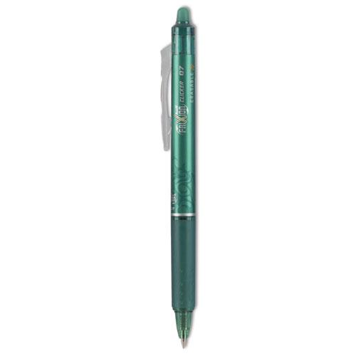 FriXion Clicker Erasable Gel Pen, Retractable, Fine 0.7 mm, Green Ink, Green Barrel, Dozen. The main picture.