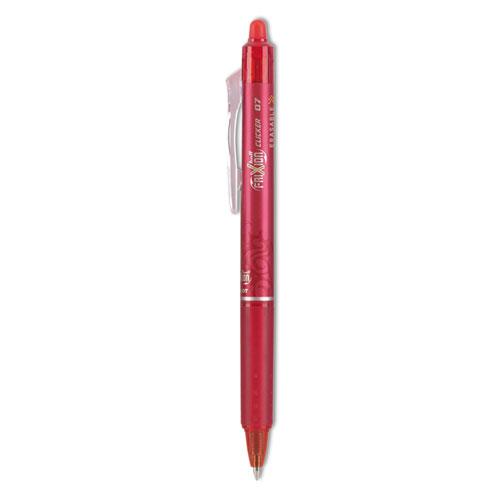 FriXion Clicker Erasable Gel Pen, Retractable, Fine 0.7 mm, Red Ink, Red Barrel. Picture 1
