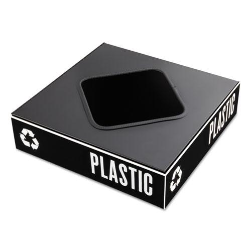 Public Square Recycling Container Lid, Square Opening, 15.25w x 15.25d x 2h, Black. Picture 1