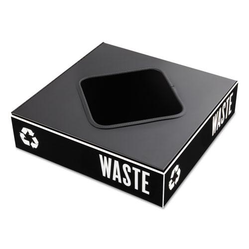 Public Square Recycling Container Lid, Square Opening, 15.25w x 15.25d x 2h, Black. Picture 3