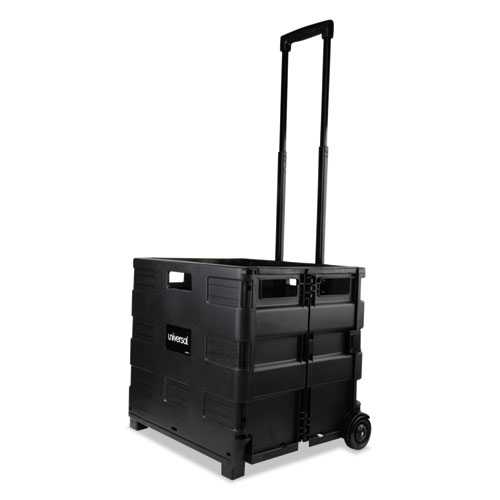 Collapsible Mobile Storage Crate, Plastic, 18.25 x 15 x 18.25 to 39.37, Black. Picture 6