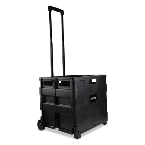 Collapsible Mobile Storage Crate, Plastic, 18.25 x 15 x 18.25 to 39.37, Black. Picture 7
