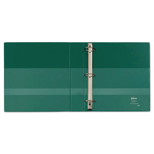 Heavy-Duty Non-View Binder with DuraHinge, Locking One Touch EZD Rings and Thumb Notch, 3 Rings, 5" Capacity, 11 x 8.5, Green. Picture 3