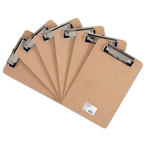 Hardboard Clipboard with Low-Profile Clip, 0.5" Clip Capacity, Holds 5 x 8 Sheets, Brown, 6/Pack. Picture 1
