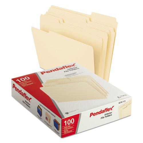 Interior File Folders, 1/3-Cut Tabs: Assorted, Letter Size, Manila, 100/Box. Picture 1