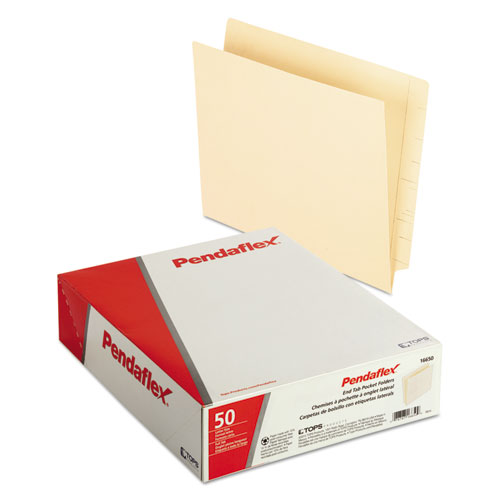 Manila End Tab Pocket Folder, Straight Tabs, Letter Size, Manila, 50/Box. Picture 3