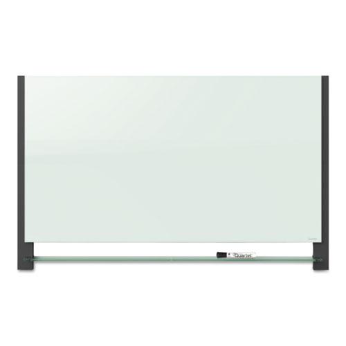 Evoque Magnetic Glass Marker Board with Black Aluminum Frame, 74 x 42, White. Picture 1