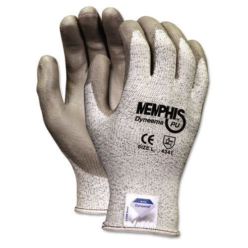 Memphis Dyneema Polyurethane Gloves, Large, White/Gray, Pair. Picture 1