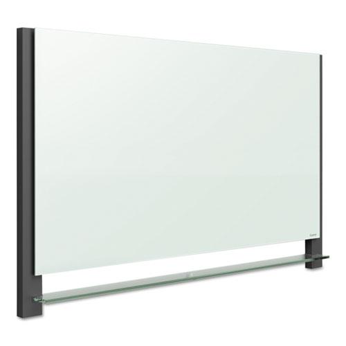 Evoque Magnetic Glass Marker Board with Black Aluminum Frame, 74 x 42, White. Picture 2