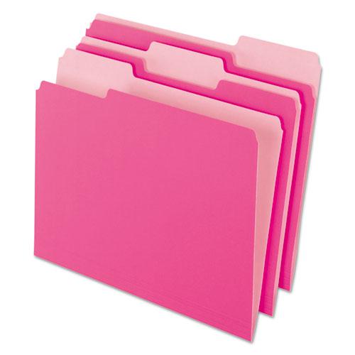Interior File Folders, 1/3-Cut Tabs: Assorted, Letter Size, Pink, 100/Box. Picture 1