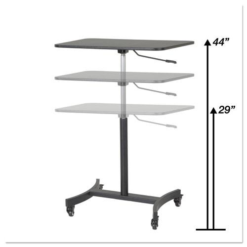 DC500 High Rise Collection Mobile Adjustable Standing Desk, 30.75" x 22" x 29" to 44", Black. Picture 3