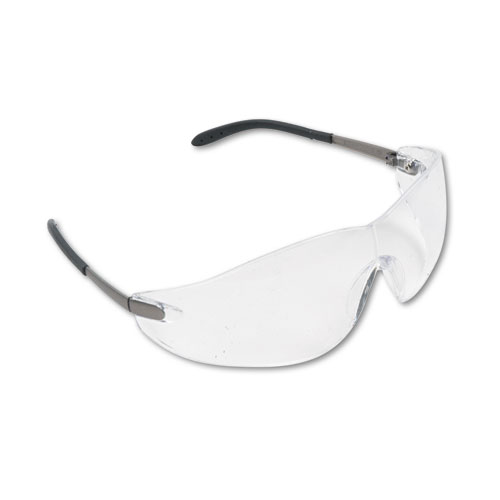 Blackjack Wraparound Safety Glasses, Chrome Plastic Frame, Clear Lens, 12/Box. Picture 1