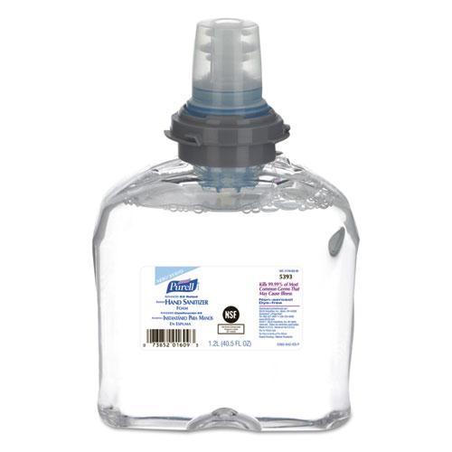 Advanced Hand Sanitizer E3-Rated Foam, 1,200 mL Refill, Fragrance-Free, 2/Carton. Picture 1