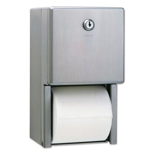 Stainless Steel 2-Roll Tissue Dispenser, 6.06 x 5.94 x 11, Stainless Steel. Picture 1