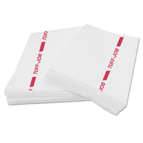 Tuff-Job Antimicrobial Towels, White/Red, 12 x 21, 1/4 Fold, 150/Carton. Picture 1