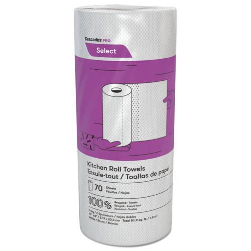 Select Perforated Kitchen Roll Towels, 2-Ply, 8 x 11, White, 70/Roll, 30 Rolls/Carton. Picture 1