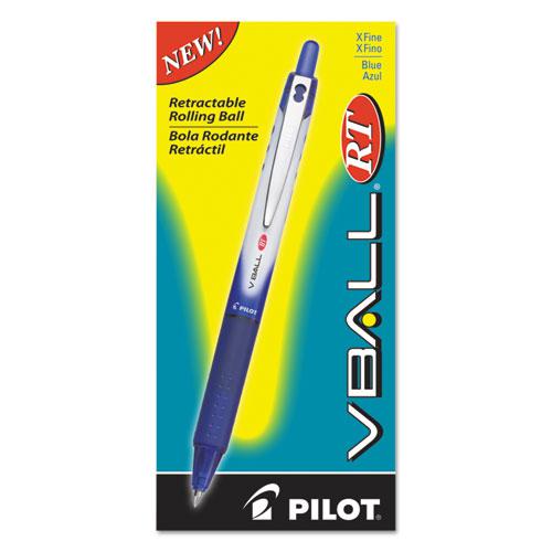 VBall RT Liquid Ink Roller Ball Pen, Retractable, Extra-Fine 0.5 mm, Blue Ink, Blue/White Barrel. Picture 2