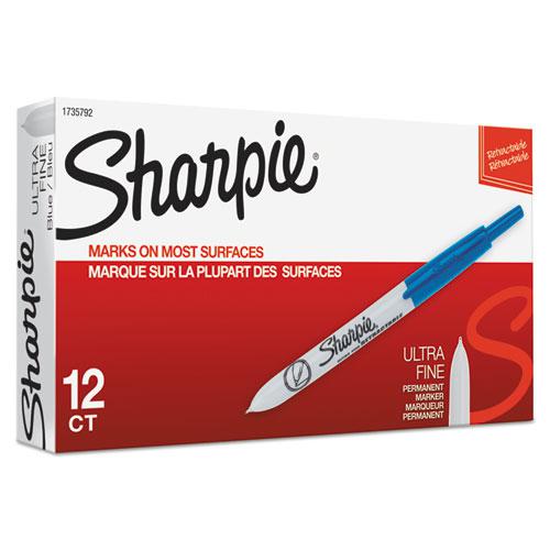 Retractable Permanent Marker, Extra-Fine Needle Tip, Blue. Picture 2