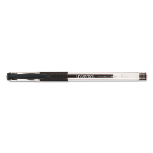 Comfort Grip Gel Pen, Stick, Medium 0.7 mm, Black Ink, Clear Barrel, Dozen. Picture 3