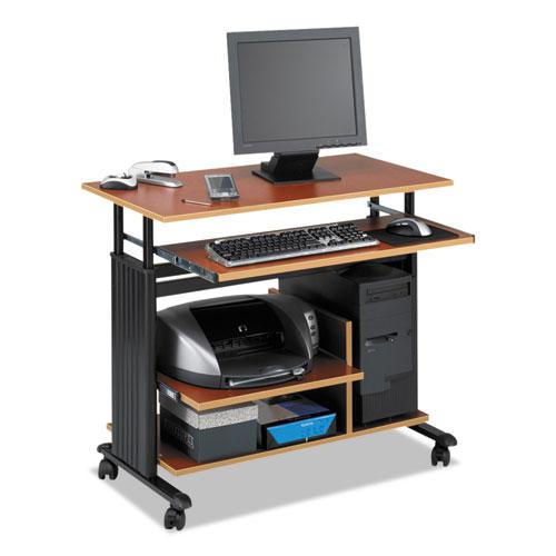 Muv 28" Adjustable-Height Mini-Tower Computer Desk, 35.5" x 22" x 29" to 34", Cherry/Black. Picture 1