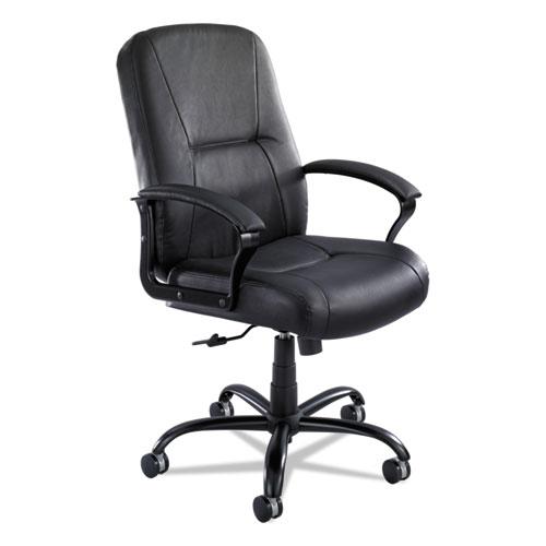 Serenity Big/Tall High Back Leather Chair, Supports Up to 500 lb, 19.5" to 22.5" Seat Height, Black. The main picture.