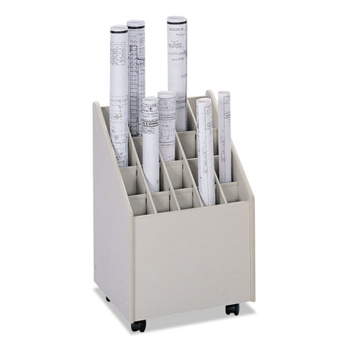 Laminate Mobile Roll Files, 20 Compartments, 15.25w x 13.25d x 23.25h, Putty. Picture 1