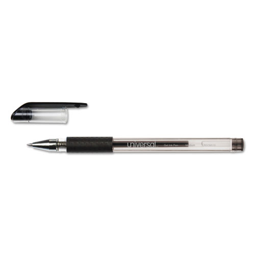 Comfort Grip Gel Pen, Stick, Medium 0.7 mm, Black Ink, Clear Barrel, Dozen. Picture 4