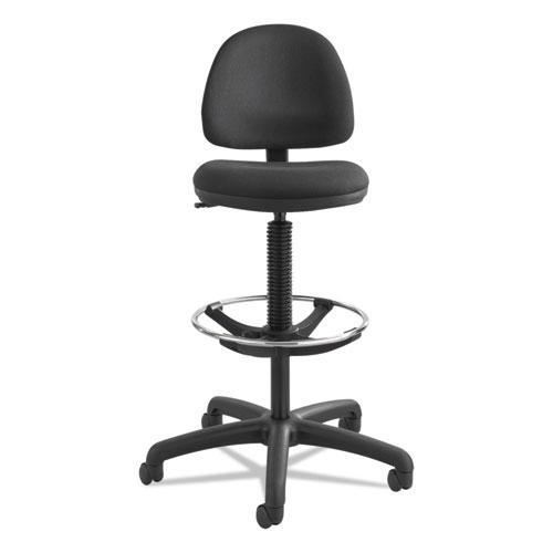 Precision Extended-Height Swivel Stool, Adjustable Footring, Supports Up to 250 lb, 23" to 33" Seat Height, Black Fabric. Picture 2