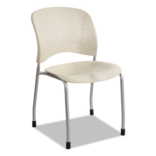 Rêve Series Guest Chair W/ Straight Legs, Latte Plastic, Silver Steel, 2/Carton. Picture 1