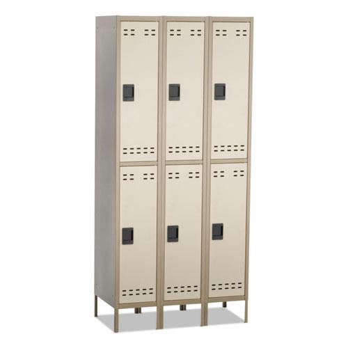 Double-Tier, Three-Column Locker, 36w x 18d x 78h, Two-Tone Tan. Picture 1