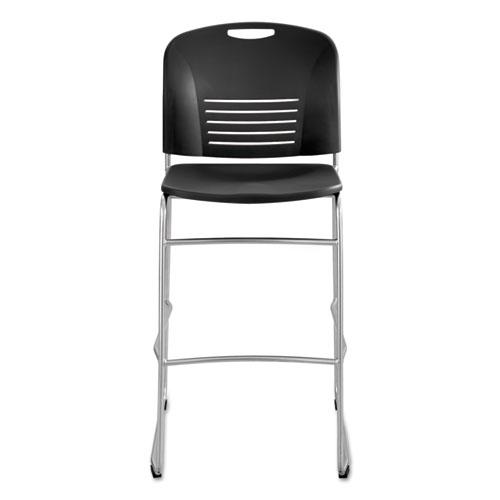 Vy Sled Base Bistro Chair, Supports Up to 350 lb, 30.5" Seat Height, Black Seat, Black Back, Silver Base. Picture 2