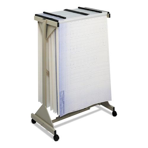 Mobile Plan Center Sheet Rack, 18 Hanging Clamps, 43.75w x 20.5d x 51h, Sand. Picture 1