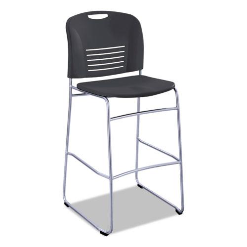 Vy Sled Base Bistro Chair, Supports Up to 350 lb, 30.5" Seat Height, Black Seat, Black Back, Silver Base. Picture 1