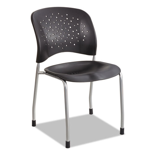 Rêve Series Guest Chair W/ Straight Legs, Black Plastic, Silver Steel, 2/Carton. Picture 1